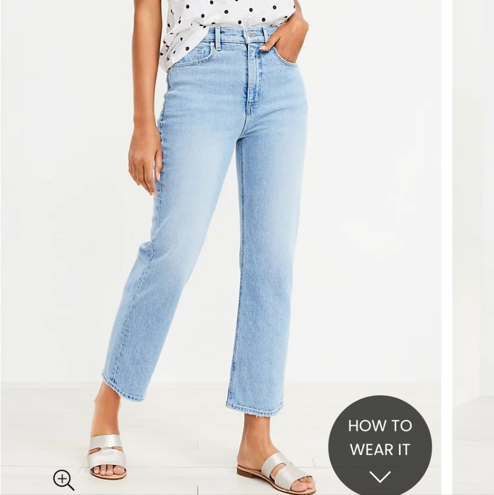LOFT 90s vintage ankle crop jeans, light indigo wash 28/6